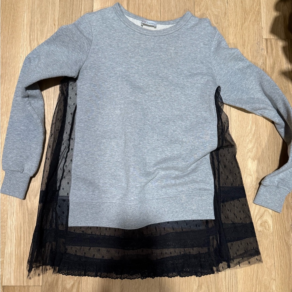 Valentino Red grey cotton and lace sweatshirt